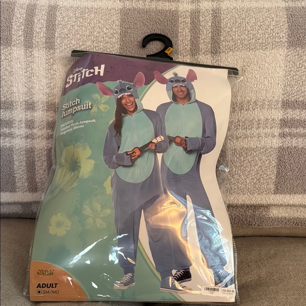 Disney Stitch Adult Jumpsuit - Blue and Purple